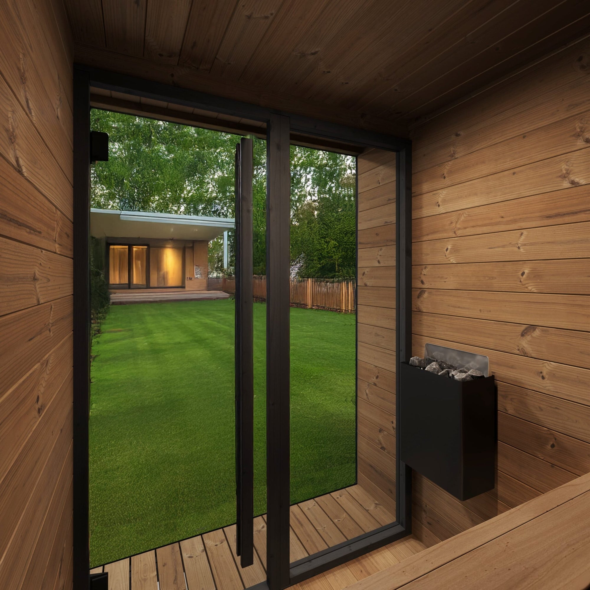 SaunaLife Model GL4 4 Person Garden Luxury Series Outdoor Sauna Kit, view 6, RecovAthlete