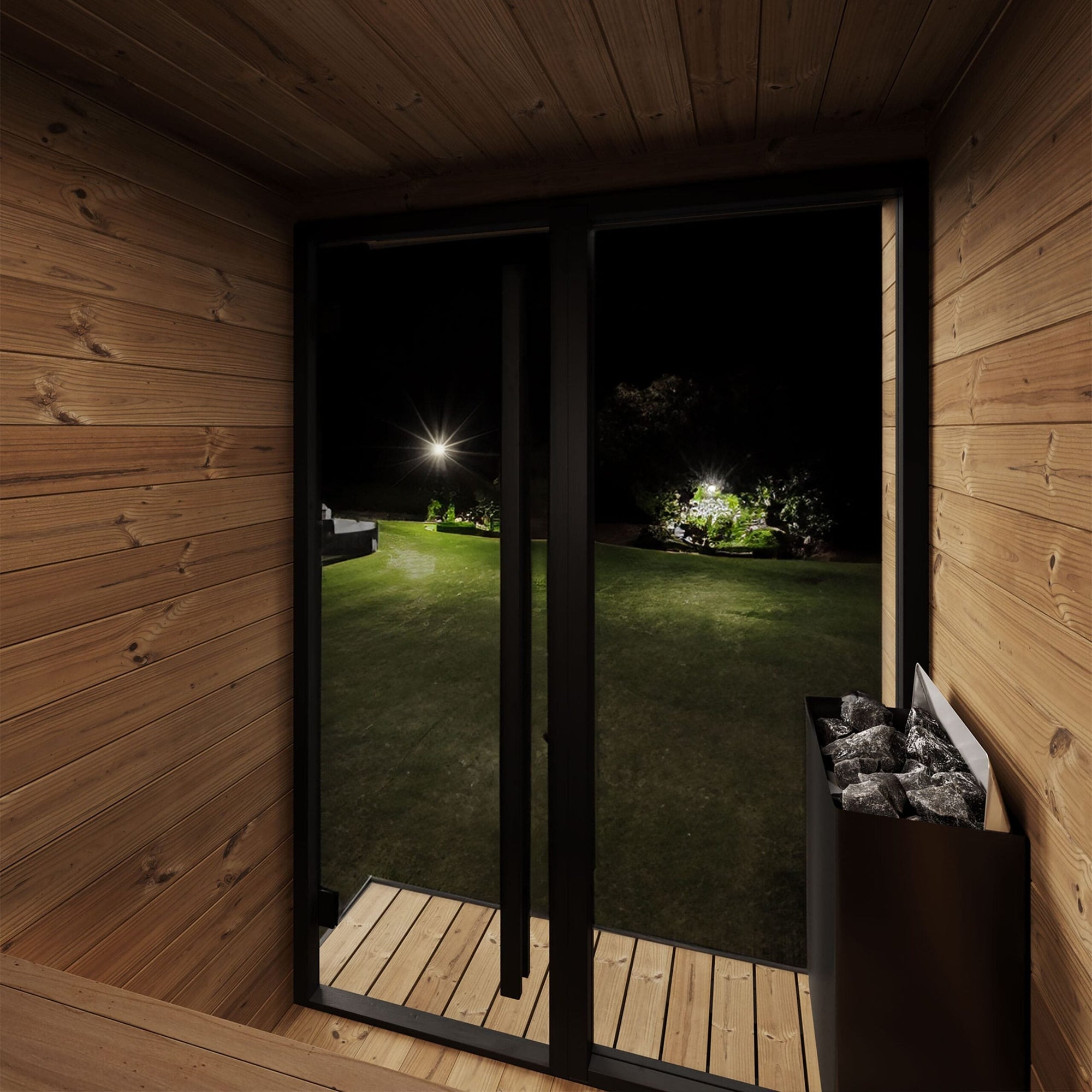 SaunaLife Model GL4 4 Person Garden Luxury Series Outdoor Sauna Kit, view 8, RecovAthlete