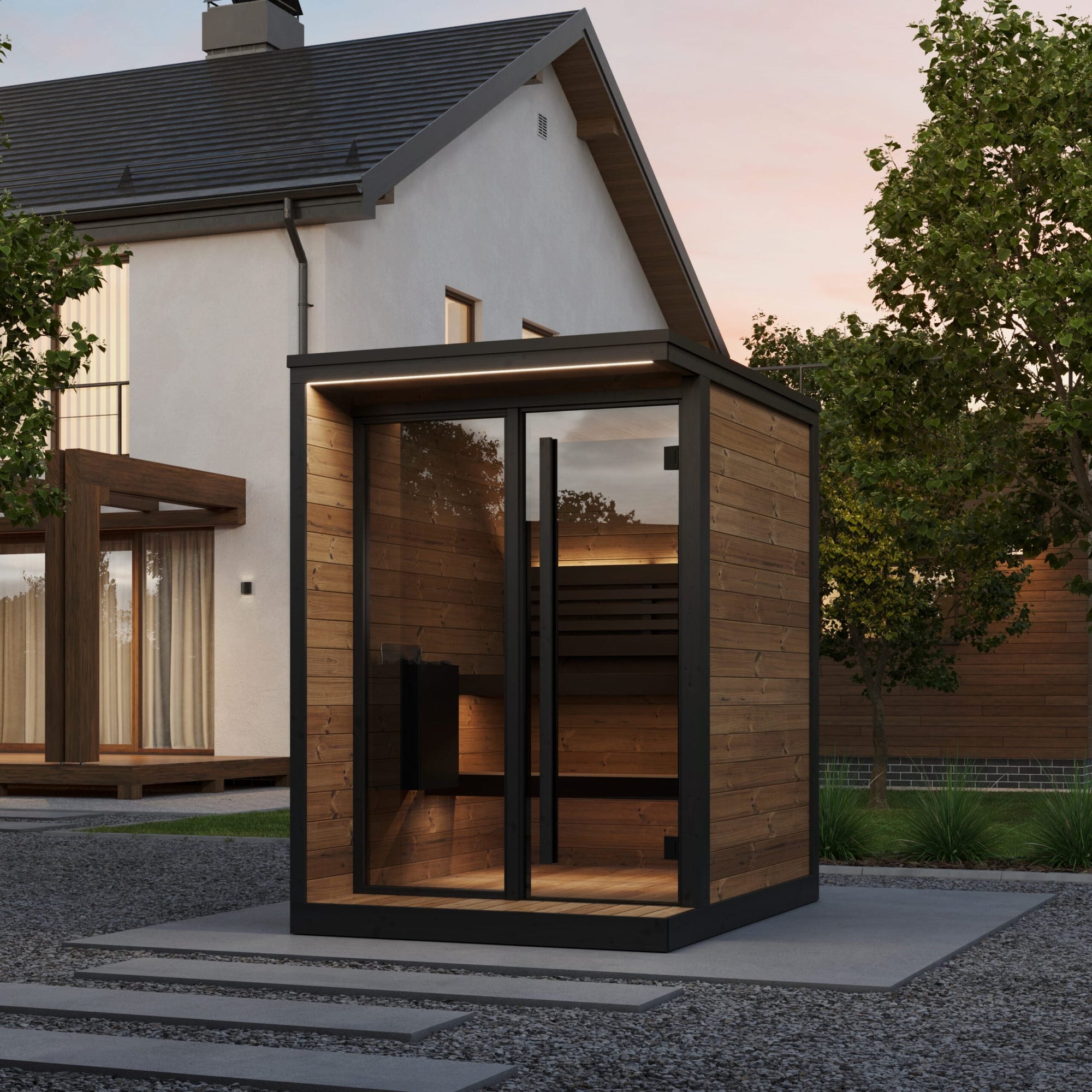 SaunaLife Model GL4 4 Person Garden Luxury Series Outdoor Sauna Kit, view 2, RecovAthlete