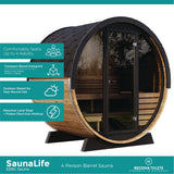 SaunaLife EE6G Sauna – 4-Person Outdoor Barrel Sauna | Ergo Elegance Series, view 6, RecovAthlete