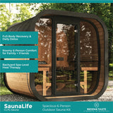 SaunaLife CL7G Sauna – 6-Person Cube-Series Outdoor Home Sauna Kit