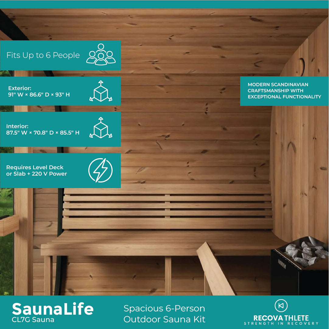 SaunaLife CL7G Sauna – 6-Person Cube-Series Outdoor Home Sauna Kit, view 5, RecovAthlete