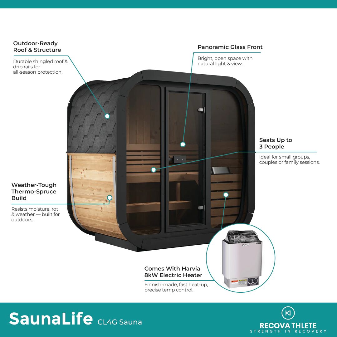 SaunaLife CL4G Sauna – 3-Person Cube-Series Outdoor Home Sauna Kit, view 4, RecovAthlete