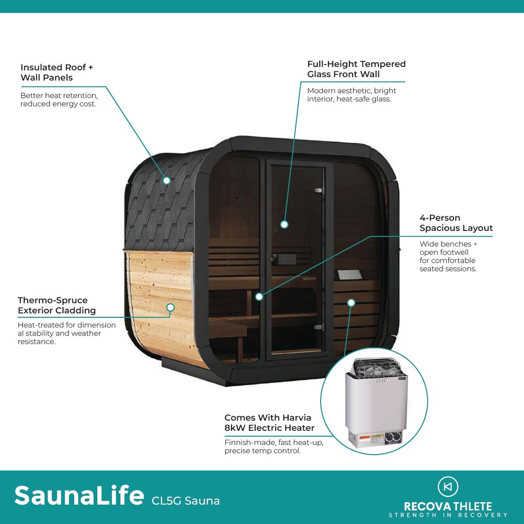 SaunaLife CL5G Sauna – 4-Person Cube-Series Outdoor Home Sauna Kit, view 4, RecovAthlete