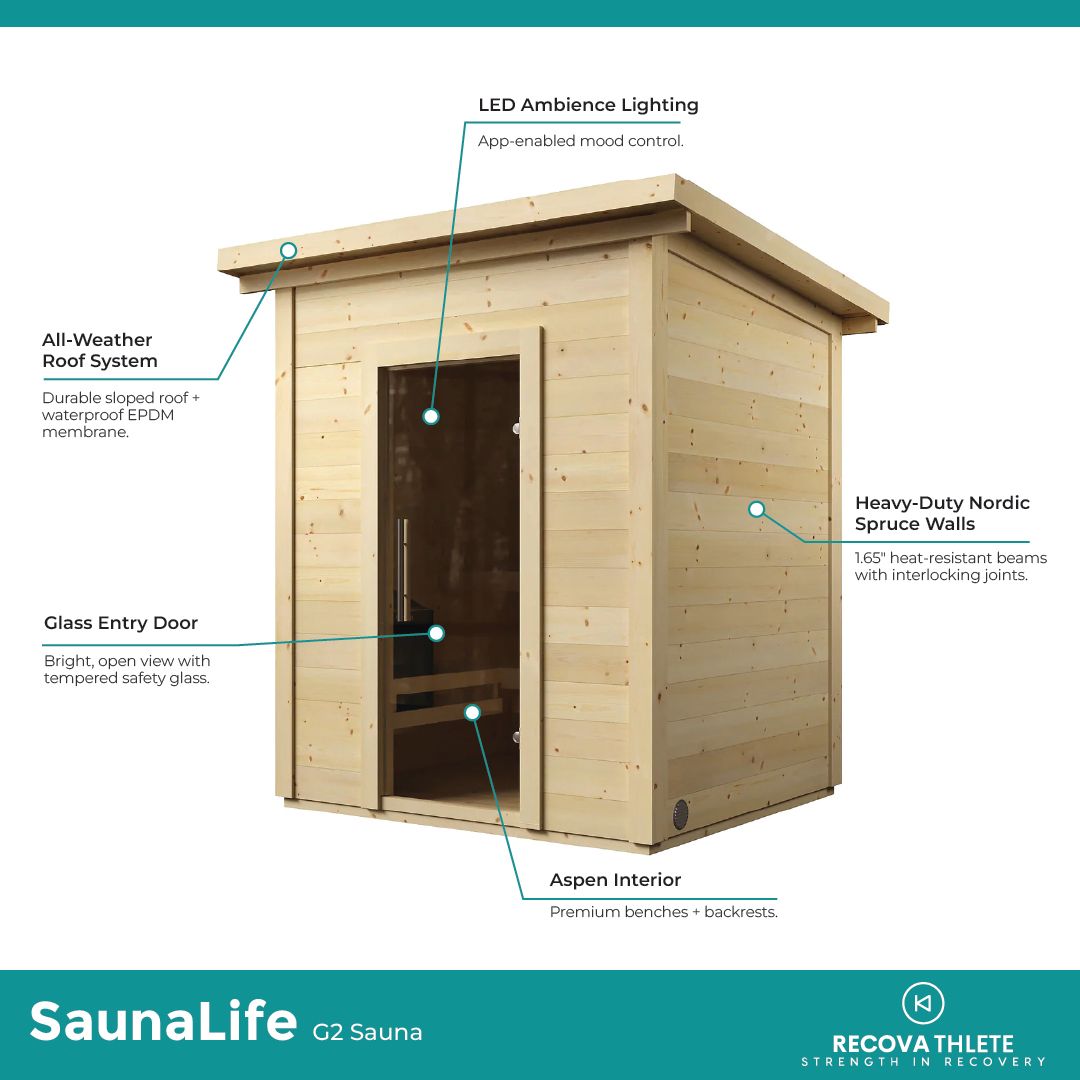 SaunaLife G2 Sauna – 4-Person Outdoor DIY Sauna Kit | Garden-Series, view 5, RecovAthlete