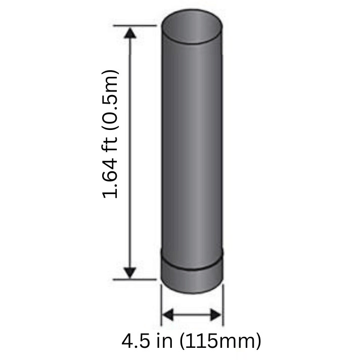 Harvia 1.64ft Smoke Pipe 4.5" diameter-Stainless Steel | WZ11550, view 2, RecovAthlete