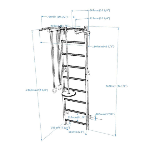 BenchK Swedish Ladder w/ Gymnastic Set - White