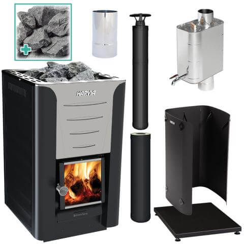 Harvia PRO 20 24kW Wood Burning Sauna Stove Kit | WK200 Kit, RecovAthlete