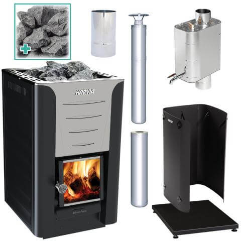 Harvia PRO 20 24kW Wood Burning Sauna Stove Kit | WK200 Kit, view 2, RecovAthlete