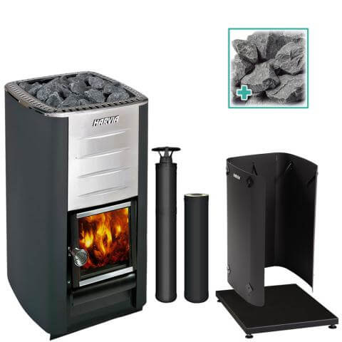 Harvia M3 16.5kW Wood Burning Sauna Stove Complete Kit