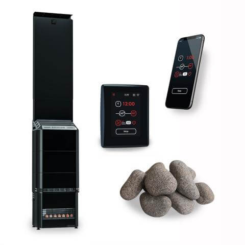 Saunum AIR 7 WiFi Sauna Heater Package Black, RecovAthlete