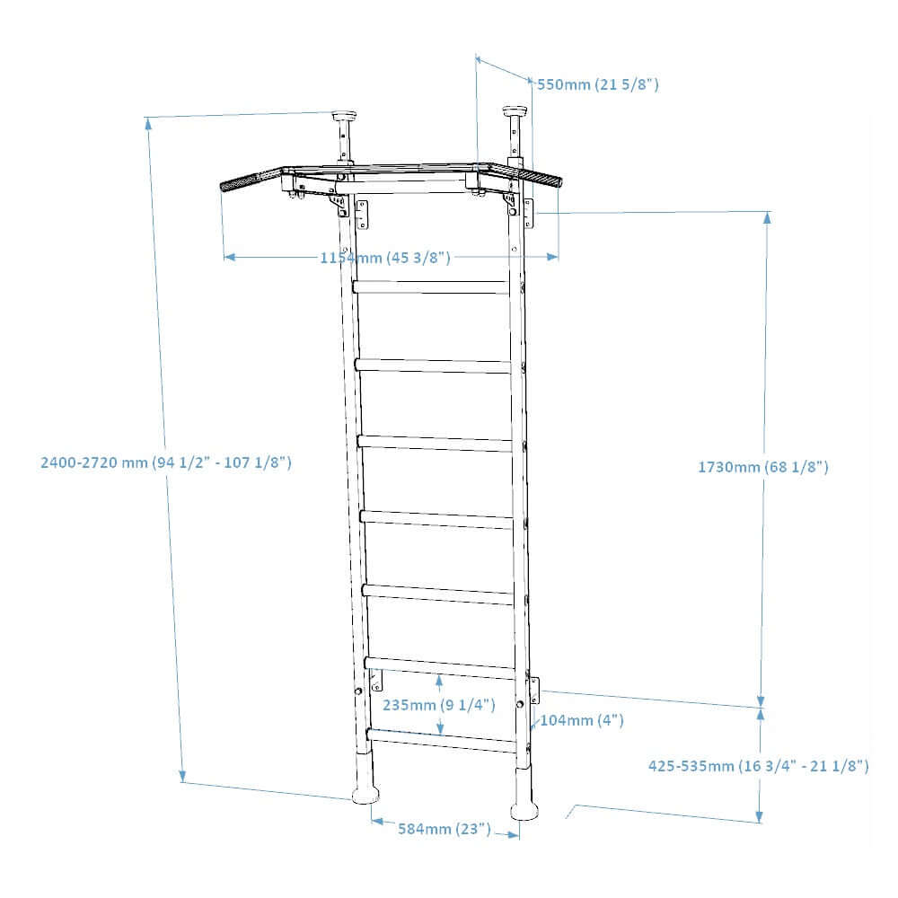 BenchK Steel Swedish Ladder (Floor-to-Ceiling) White