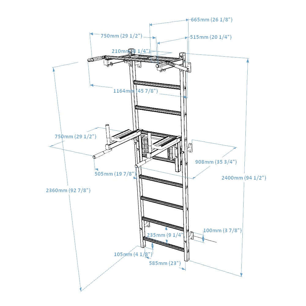 BenchK Swedish Ladder w/ Dip Bar - Black