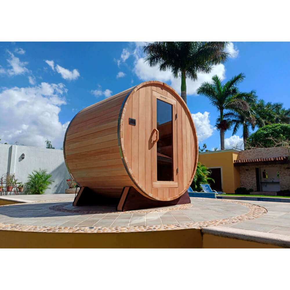 Scandia Electric Barrel Sauna Kit 8 Person Sauna, RecovAthlete