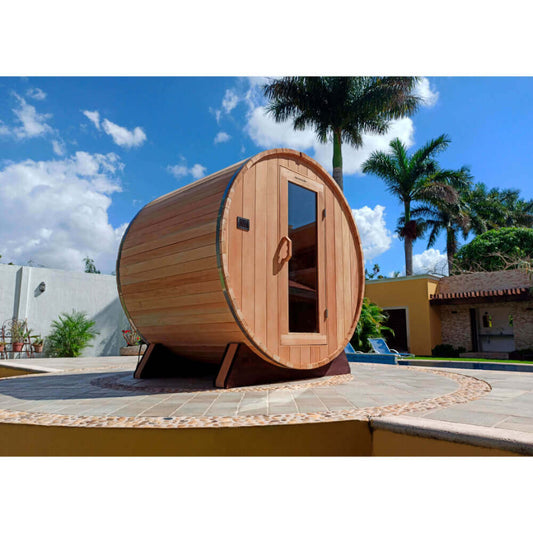 Scandia Electric Barrel Sauna Kit 8 Person Sauna, RecovAthlete