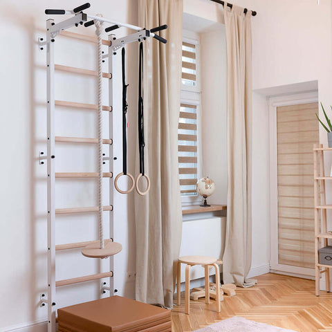 BenchK Swedish Ladder w/ Gymnastic Set - White