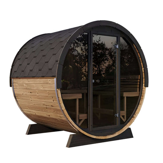 SaunaLife Model EE8G Ergo Elegance-Series  | 4 Person Outdoor Sauna Barrel, RecovAthlete