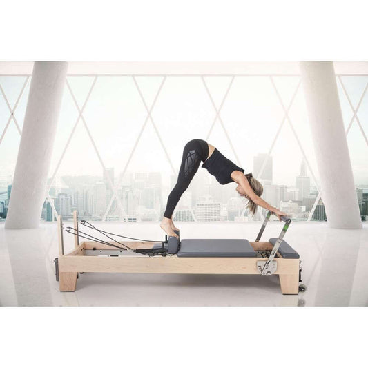 Elina Pilates Elite Wood Reformer — best-selling professional rock maple reformer used in 500 studios