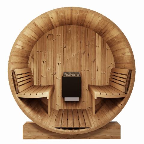 SaunaLife Model E7 4 Person Outdoor Barrel Sauna | Ergo Series, view 2, RecovAthlete