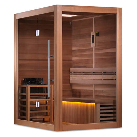 Golden Designs "Hanko Edition" 2 Person Indoor Traditional Steam Sauna (GDI-7202-01) - Canadian Red Cedar Interior