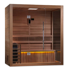 Golden Designs "Forssa Edition" 3 Person Indoor Traditional Steam Sauna - Canadian Red Cedar Interior