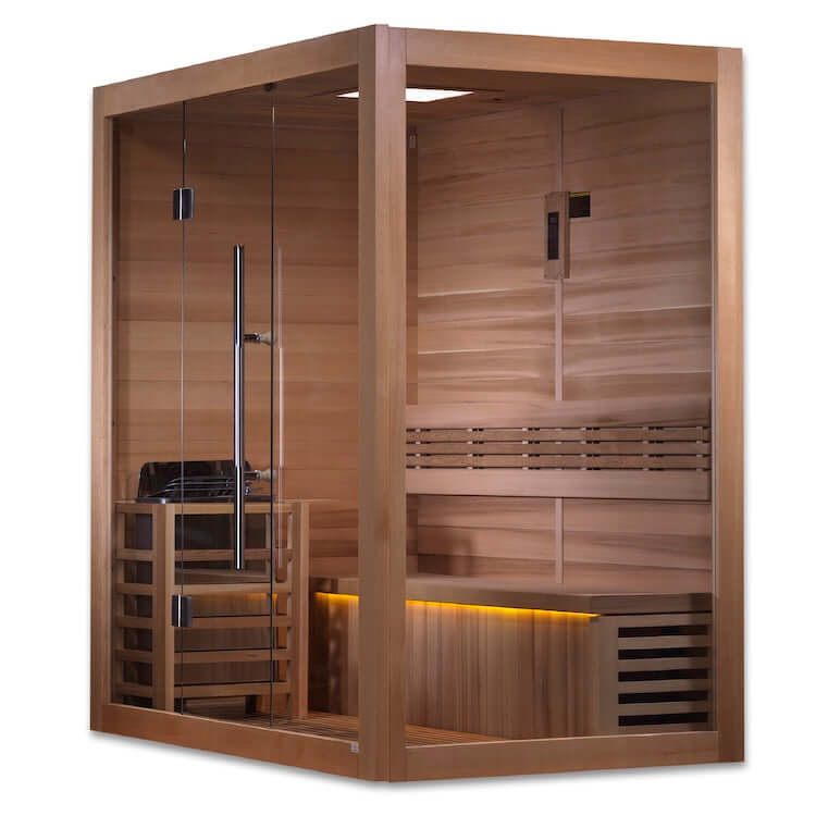 Golden Designs "Forssa Edition" 3 Person Indoor Traditional Steam Sauna - Canadian Red Cedar Interior