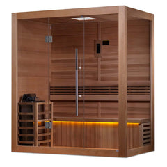 Golden Designs "Forssa Edition" 3 Person Indoor Traditional Steam Sauna - Canadian Red Cedar Interior