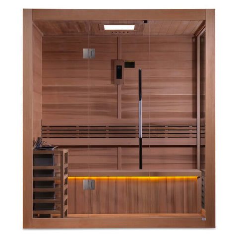 Golden Designs "Forssa Edition" 3 Person Indoor Traditional Steam Sauna - Canadian Red Cedar Interior