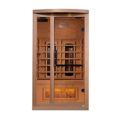 Golden Designs 1-2-Person Full Spectrum PureTech™ Near Zero EMF FAR Infrared Sauna with Himalayan Salt Bar (Canadian Hemlock)