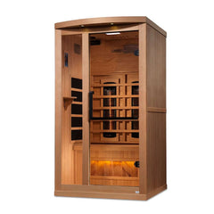 Golden Designs 1-2-Person Full Spectrum PureTech™ Near Zero EMF FAR Infrared Sauna with Himalayan Salt Bar (Canadian Hemlock)