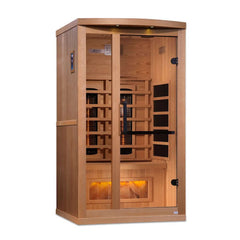 Golden Designs 1-2-Person Full Spectrum PureTech™ Near Zero EMF FAR Infrared Sauna with Himalayan Salt Bar (Canadian Hemlock)