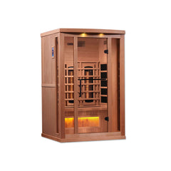 Golden Designs 2-Person Full Spectrum PureTech™ Near Zero EMF FAR Infrared Sauna with Himalayan Salt Bar (Canadian Hemlock)