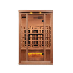 Golden Designs 2-Person Full Spectrum PureTech™ Near Zero EMF FAR Infrared Sauna with Himalayan Salt Bar (Canadian Hemlock)