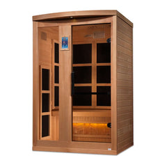 Golden Designs 2-Person "Hotel Edition" Full Spectrum PureTech™ Near Zero EMF FAR Infrared Sauna with Himalayan Salt Bar (Canadian Hemlock)