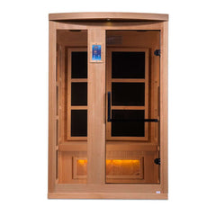 Golden Designs 2-Person "Hotel Edition" Full Spectrum PureTech™ Near Zero EMF FAR Infrared Sauna with Himalayan Salt Bar (Canadian Hemlock)