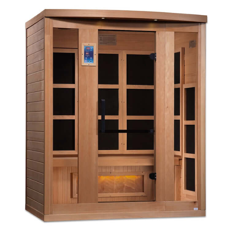 Golden Designs 3-Person "Hotel Edition" Full Spectrum PureTech™ Near Zero EMF FAR Infrared Sauna with Himalayan Salt Bar (Canadian Hemlock)