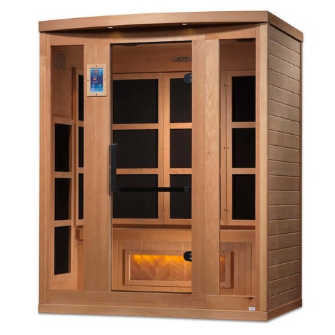 Golden Designs 3-Person "Hotel Edition" Full Spectrum PureTech™ Near Zero EMF FAR Infrared Sauna with Himalayan Salt Bar (Canadian Hemlock)