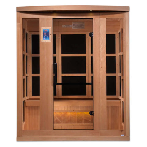 Golden Designs 3-Person "Hotel Edition" Full Spectrum PureTech™ Near Zero EMF FAR Infrared Sauna with Himalayan Salt Bar (Canadian Hemlock)