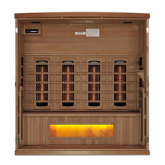 Golden Designs 4-Person Full Spectrum PureTech™ Near Zero EMF FAR Infrared Sauna with Himalayan Salt Bar (Canadian Hemlock)