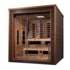 Golden Designs Karlstad 6 Person Outdoor-Indoor PureTech™ Hybrid Full Spectrum Sauna - Canadian Red Cedar Interior