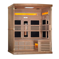 Golden Designs 3-Person Full Spectrum PureTech™ Near Zero EMF FAR Infrared Sauna with Himalayan Salt Bar (Canadian Hemlock)