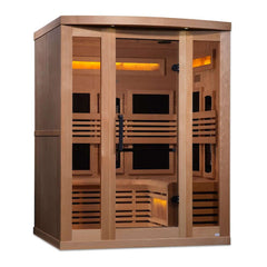 Golden Designs 3-Person Full Spectrum PureTech™ Near Zero EMF FAR Infrared Sauna with Himalayan Salt Bar (Canadian Hemlock)