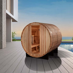 Golden Designs "Arosa" 4 Person Barrel Traditional Steam Sauna -  Pacific Cedar