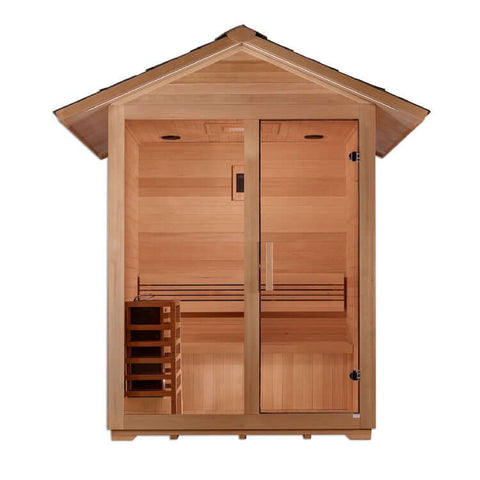 Golden Designs "Arlberg" 3 Person Traditional Outdoor Sauna -  Canadian Hemlock