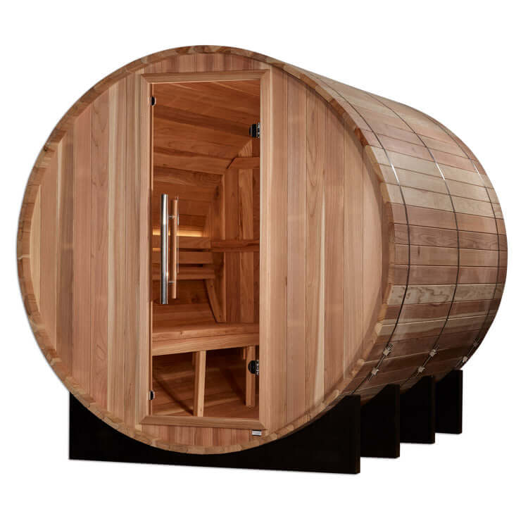 Golden Designs "Klosters" 6 Person Barrel Traditional Steam Sauna -  Pacific Cedar