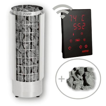 Harvia Cilindro Half Series Electric Heater Package w/ Digital Controller and Wifi and Stones, RecovAthlete