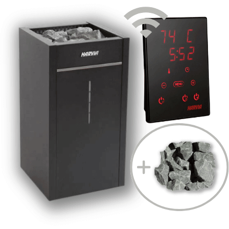 Harvia Virta Combi Electric Heater & Steamer Package w/ Digital Controller and Wifi and Stones