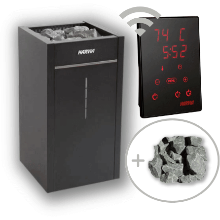 Harvia Virta Combi Electric Heater & Steamer Package w/ Digital Controller and Wifi and Stones, RecovAthlete