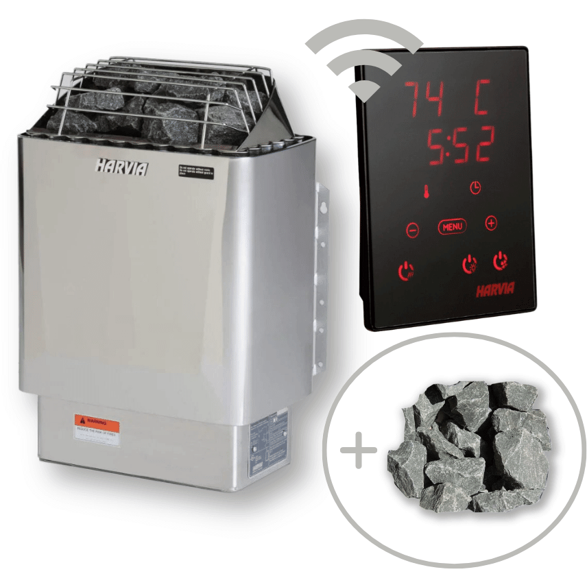 Harvia KIP Electric Heater Package w/ Digital Controller and Wifi and Stones, RecovAthlete