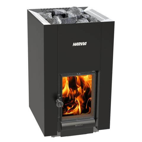 Harvia Linear 22 GreenFlame 15.7kW Wood Burning Sauna Stove | WKLI20GM, RecovAthlete